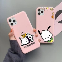 pochacco dog phone case for iphone 13 12 11 pro max mini xs 8 7 6 6s plus x se 2020 xr matte candy pink silicone cover