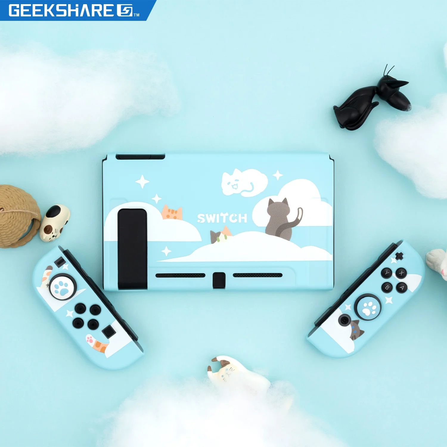 GeekShare Чехол для Nintendo Switch мягкий чехол из ТПУ с изображением туманности кота
