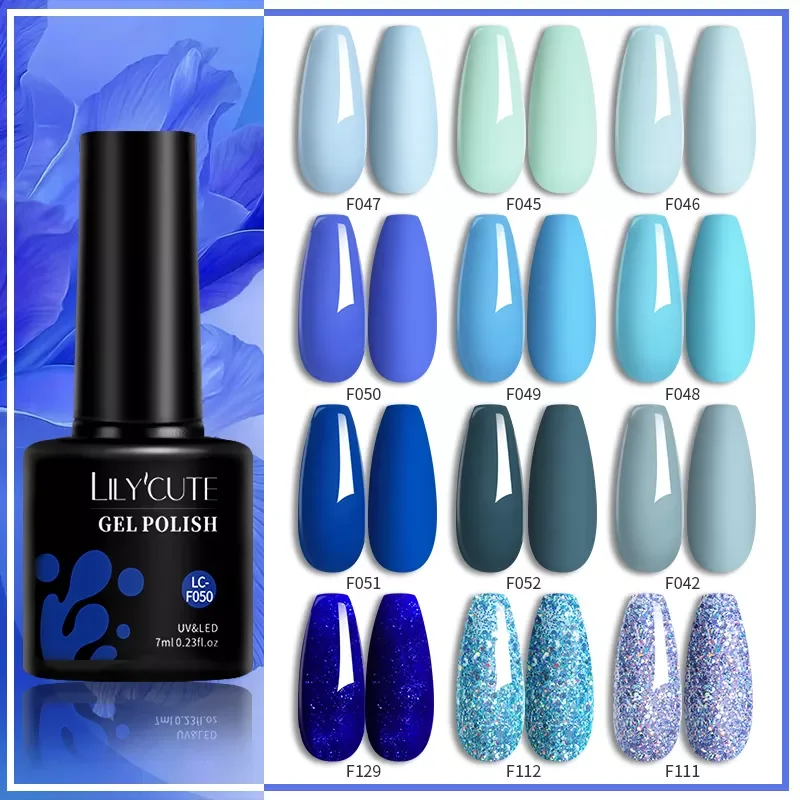 

LILYCUTE 7ml Gel Nail Polish Ice Blue Semi-permanent Soak Off UV LED Gel Cosmetics Nail Art Manicure Nails Gel Polish Varnishes