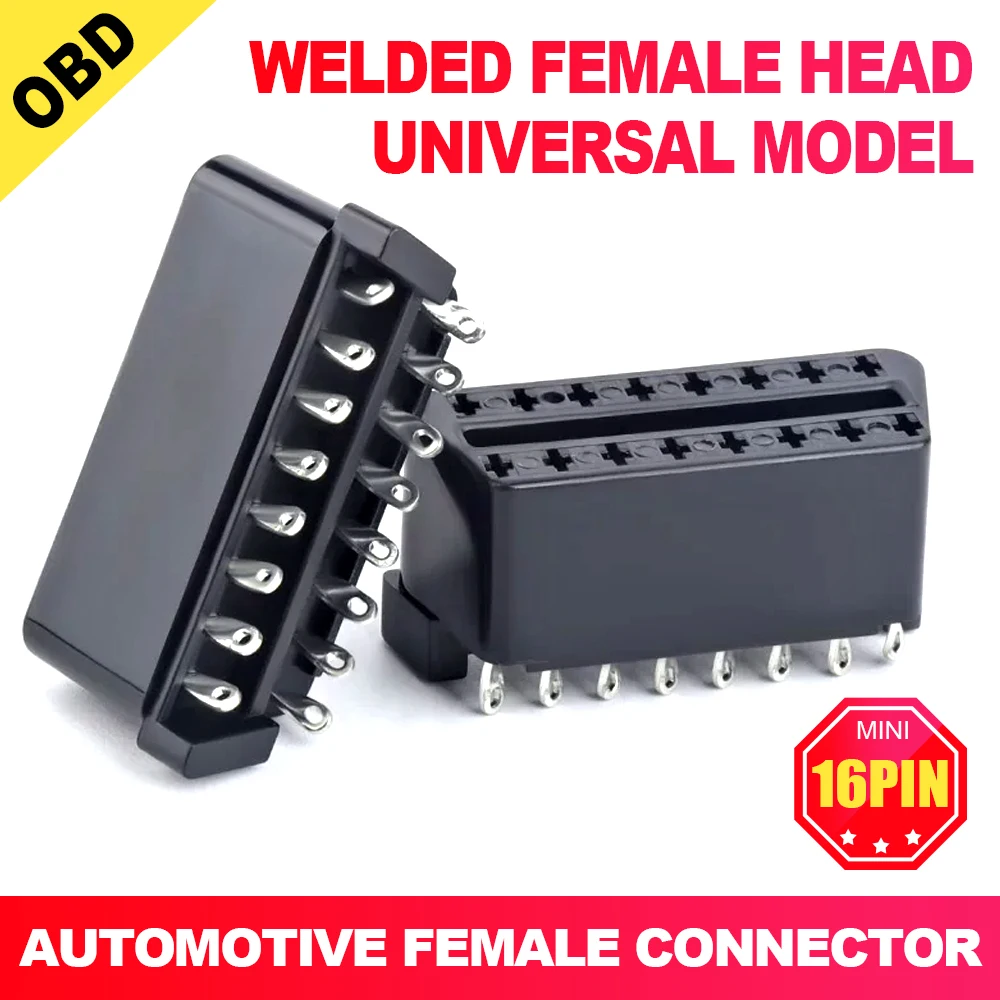Фото Автомобильный 16-контактный разъем OBD-II (гнездо) J1962F, мини-разъем OBD2 16PIN (гнездо) с позиционером, пригодный для пайки, автомобильные запчасти №1