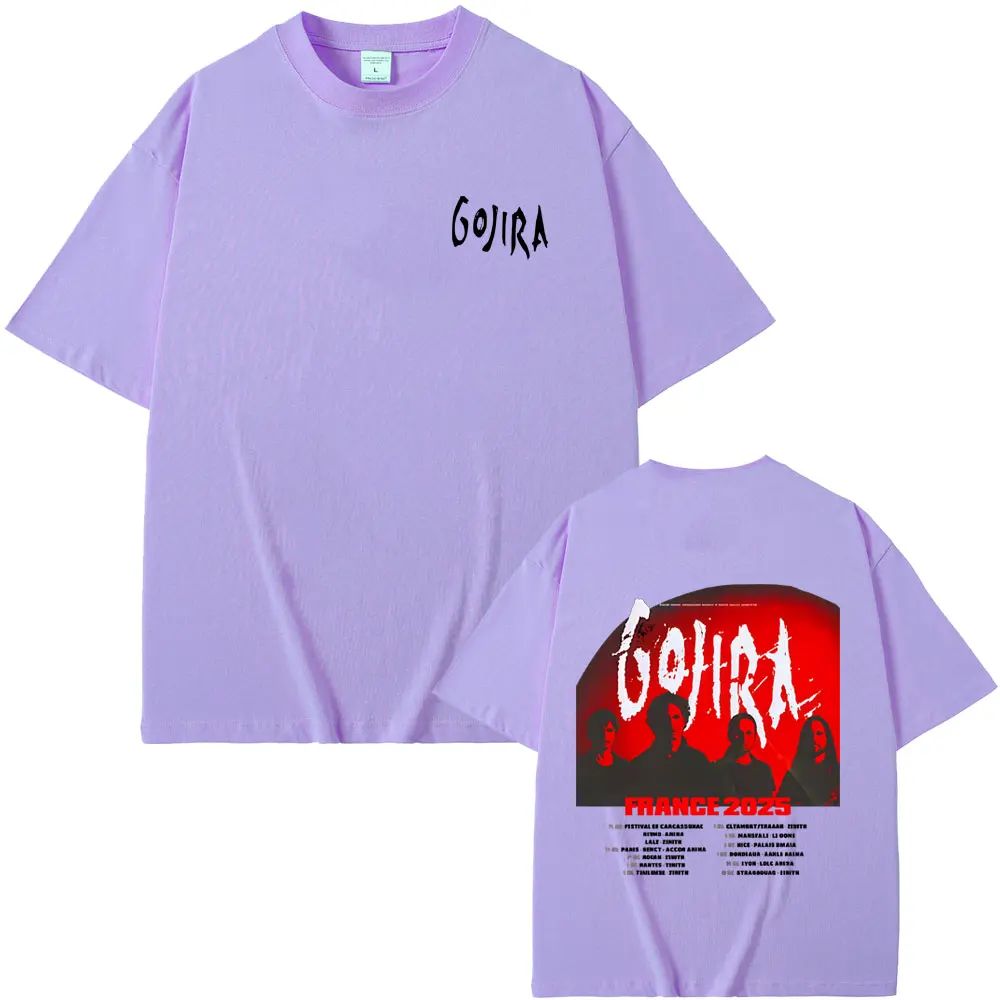 Фото Футболка Metal Band Gojira France Tour 2025, мужская и женская одежда, футболки большого размера в готическом стиле, мужская повседневная хлопковая винтажная футболка №5