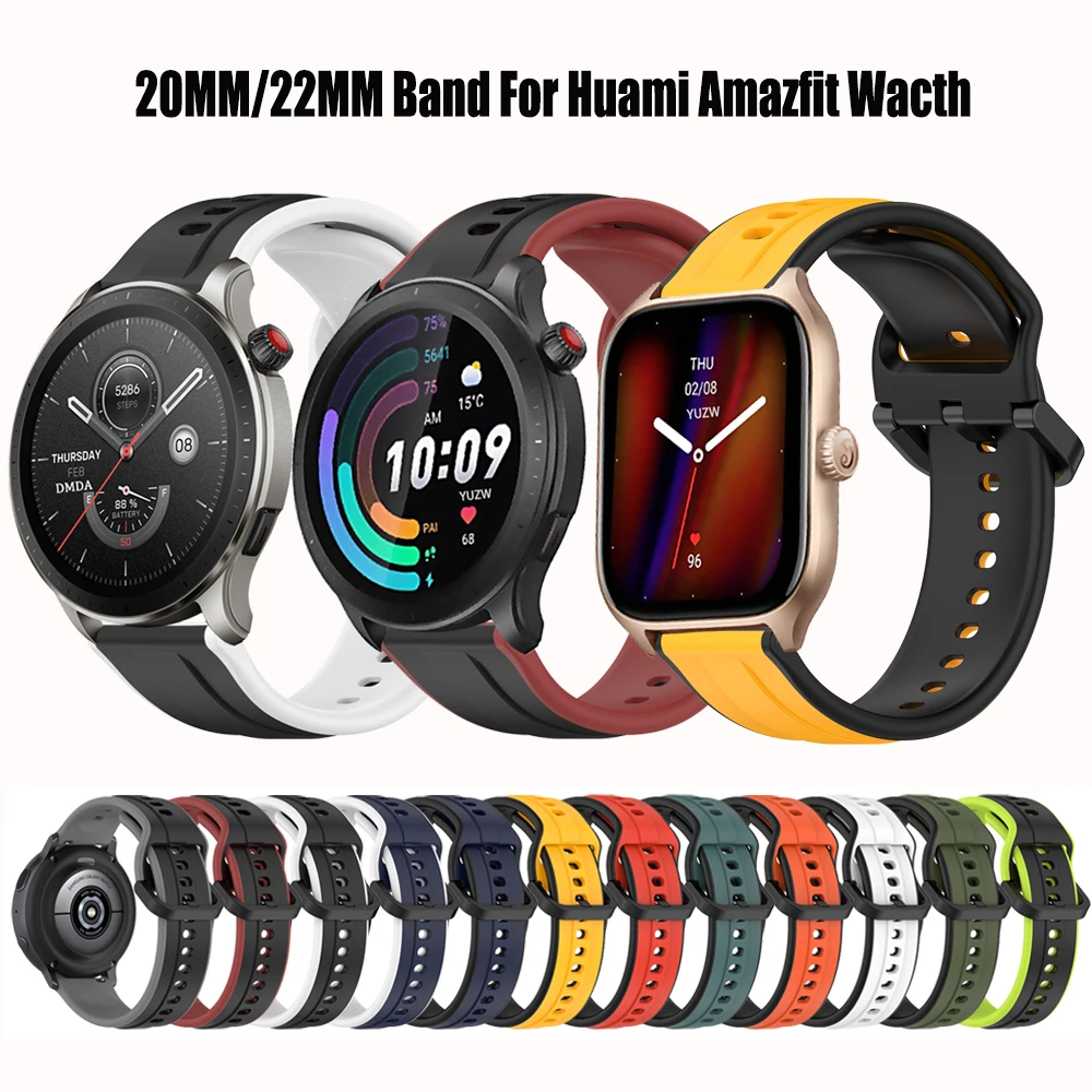 

Silicone Band For Huami Amazfit GTR 4/GTR 3 Pro 2 2e 47mm MINI Strap for Amazfit GTS 4 2/Bip Sport Watchband 20mm 22mm Bracelet