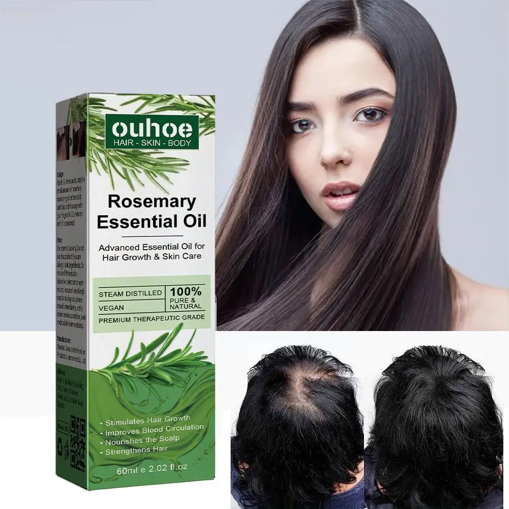 

60ml Rosemary Hair Care Essential Oil Strengthen Hair Roots Anti Hair Loss Essential Oils Products For Men Wome I7V1