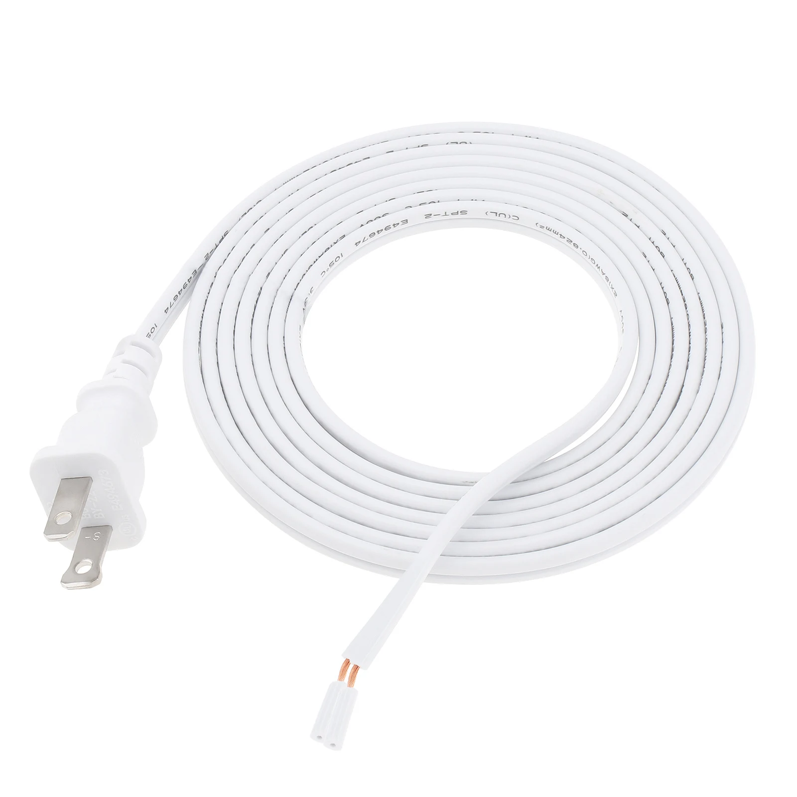 

White Lamp Cord Service Life Replacement Power Cord for Home Electrical Power with US End Plug, White Extension Cable