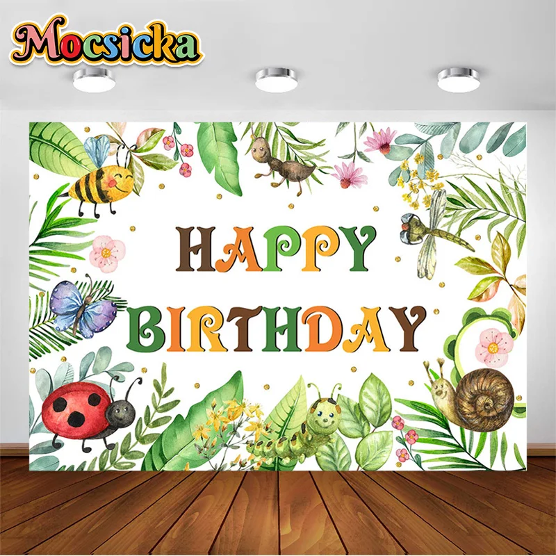 

Insect Theme Birthday Party Decor Backdrop Ladybugs Ants Bees Butterflies Children Photography Backgrounds Kids Portrait Shoot