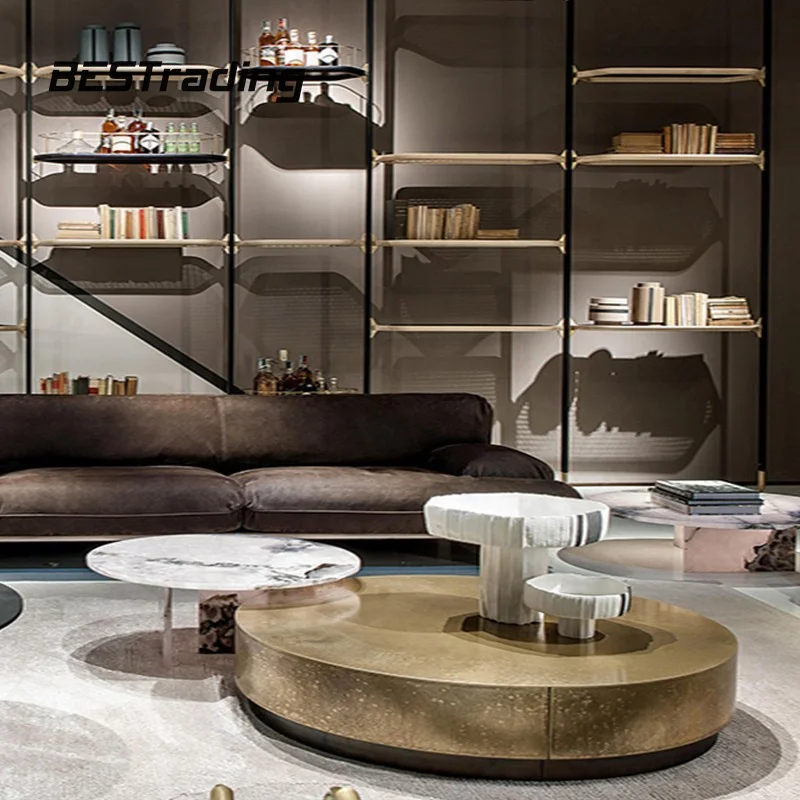 

Living Room Center Table Legs Coffee Table Side Table Marble Top Luxury marble coffee table Smart glass round coffee table