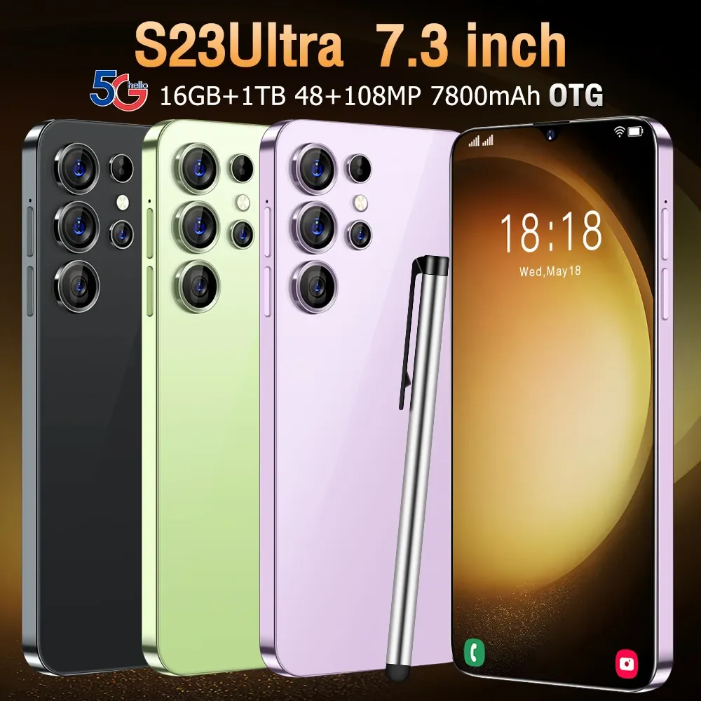 

Оригинальный смартфон S23 Ultra 5G, 7,3 дюйма, разблокированные телефоны 16 ГБ + 1 ТБ, 4G, две SIM-карты, мобильные телефоны 7800 мАч, сотовый телефон HD