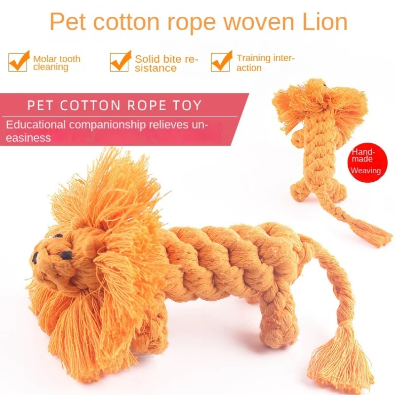 

Dog Toys Lion Shaped Braided Cotton Rope Pet Chew Toy Interactive Bite Resistant Puppy Molar Toy Training Teething Toy For Dogs
