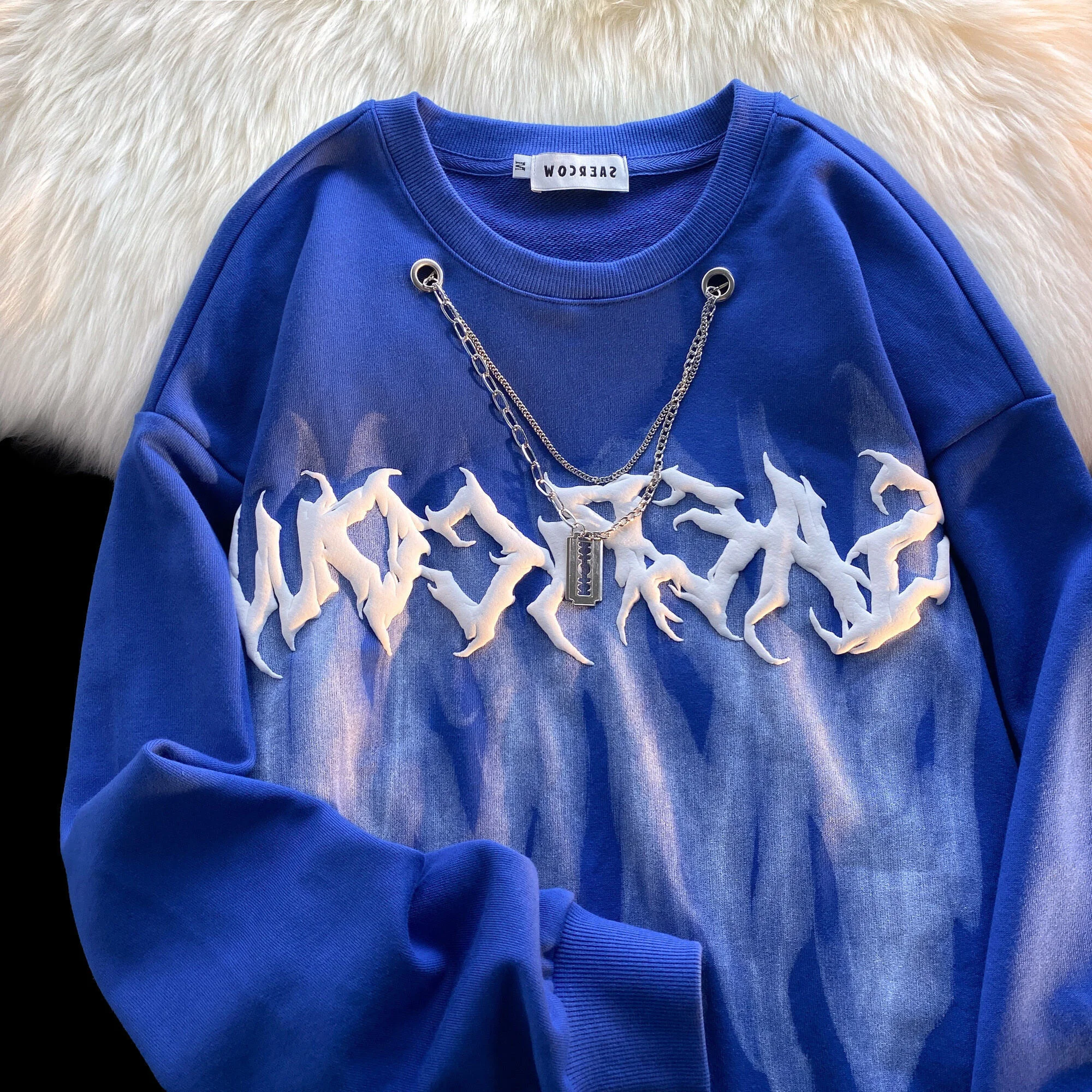 

Европейский и американский стиль двойной винтажный брендовый мужской и женский ожерелье уличный Ретро американский Топ с длинным рукавом