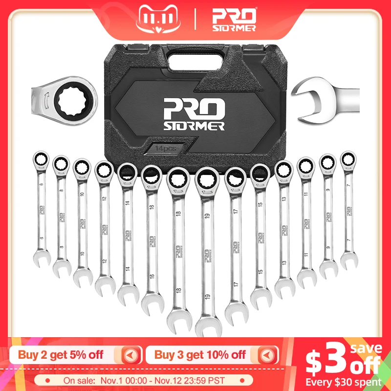 

14 шт. набор многофункциональных инструментов Трещоточный ключ 6-19 мм хром-ванадиевая сталь Трещоточный ключ инструмент для ремонта автомоб...