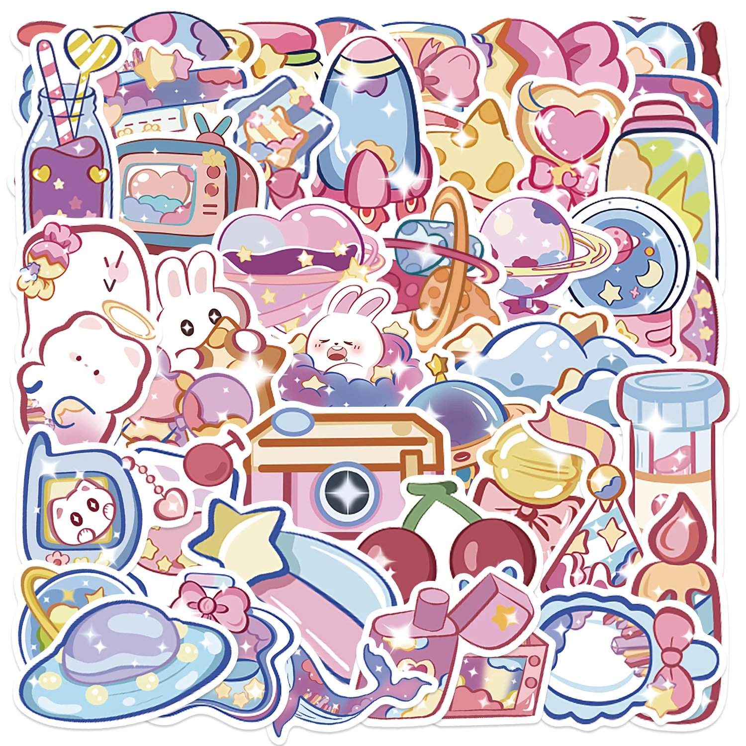 50 шт. блестящие наклейки с галактическим феномом для телефона скрапбукинга