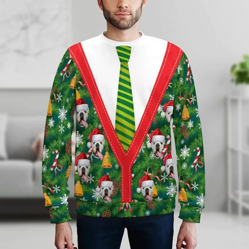 

Personalized Pet Face Ugly Men's Christmas Sweatshirts, Gift For Christmas Custom face Sweatshirt