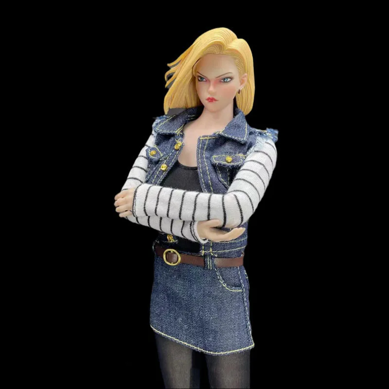 

Женский джинсовый жилет с бахромой в масштабе 1/6 + искусственная одежда, офисный комплект из двух предметов для 12-дюймовой экшн-фигурки, моде...