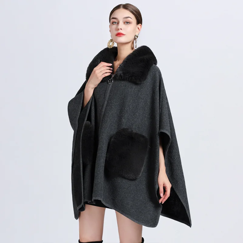 New Winter Long Sleeve Imitation Otter Rabbit Hair Coat Women Fashion Warm Fur Coats Outerwear Fake Fur Shawl Women Clothing