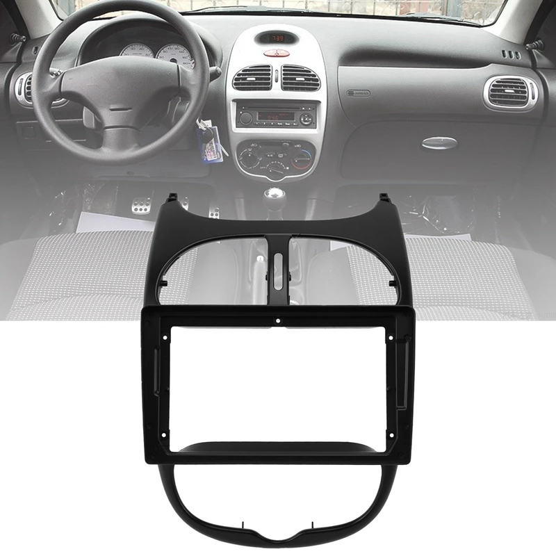 

2Pcs 9 Inch 2Din Car Dashboard Frame DVD Frame Radio Panel Frame Navigation Panel For Peugeot 206 2004-2008