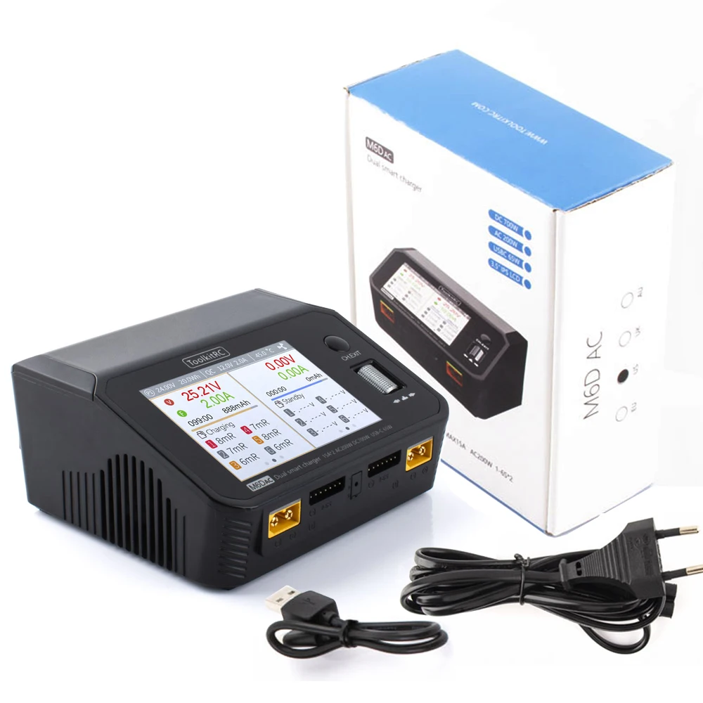 ToolkitRC M6DAC 350Wx2 USB-C 65W Постоянный/переменный ток, двойное-Channel умное сбалансированное зарядное устройство/разрядник для 1-6S Lipo/LiHV/LiFe/Lion RC аккумулятор