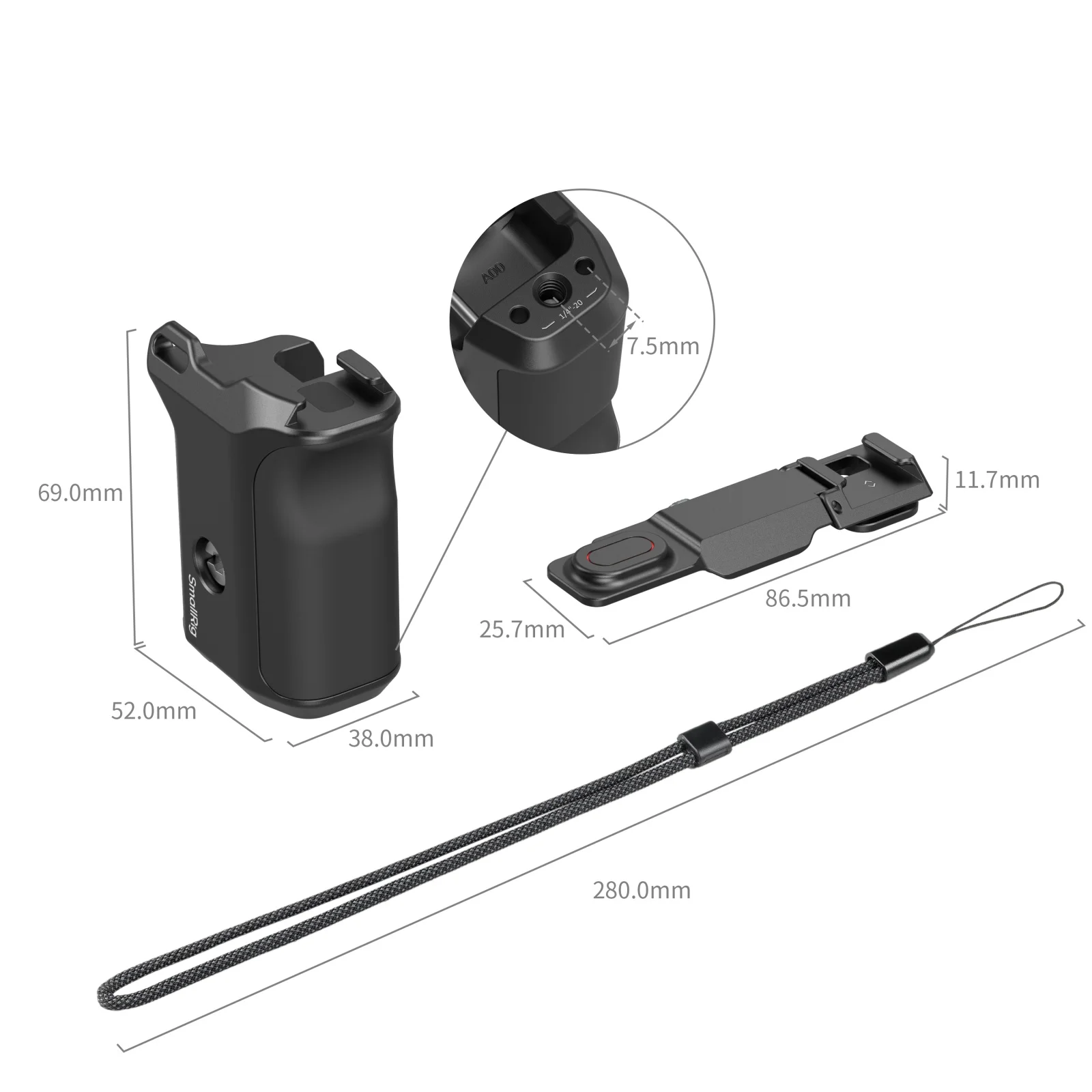 Фото Рукоятка SmallRig для кейджей SmallRig 5888 / 5887 для DJI Osmo Action 6 с ремешком на запястье и адаптером Cold Shoe, комплект для фотосъемки 6259 №3