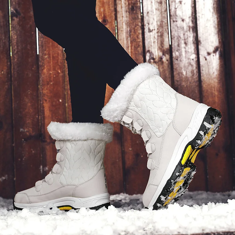 Xiaomi SALUDAS Women's Ankle Boots Winter Waterproof Warm Snow Boots Luxury Casual High Top Leather Boots Zapatos Women Sneakers
