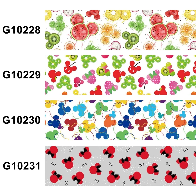 Корсажная лента с рисунком Микки Мауса и фруктов 38 мм |