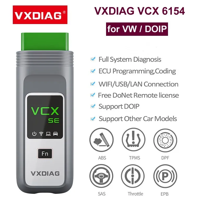 VXDIAG VCX SE Doip для VW Audi, замена SVCI 6154 OBD2, диагностический сканер VAS 6154A, кодирование ECU, онлайн обновление Wi-Fi