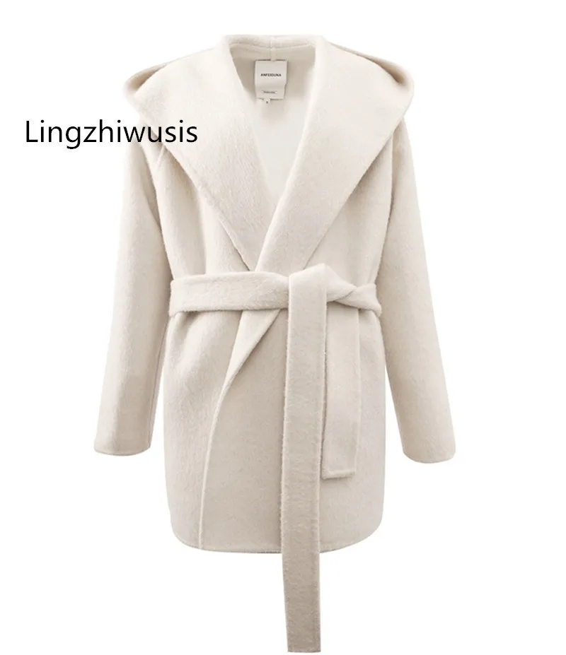 Женское шерстяное пальто Lingzhiwusis с французским капюшоном верхняя одежда высшего