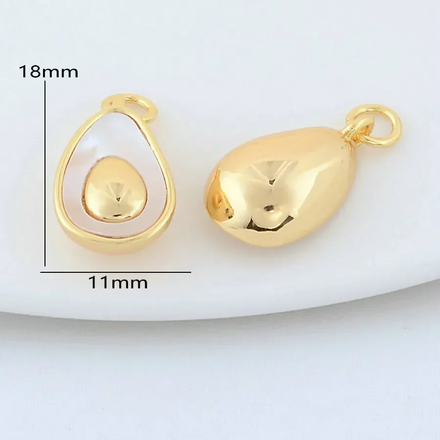 Латунные подвески в виде ракушек для ожерелья и сережек 2 шт. 11 х18 мм 14 к