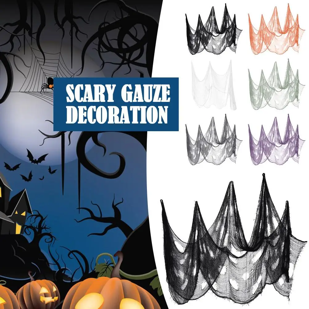

Halloween Creepy Black Gauze Spooky Cloth Fabric For Halloween Scary Scene Props Outdoor Home Doorway Wall Haunted House De K0G7