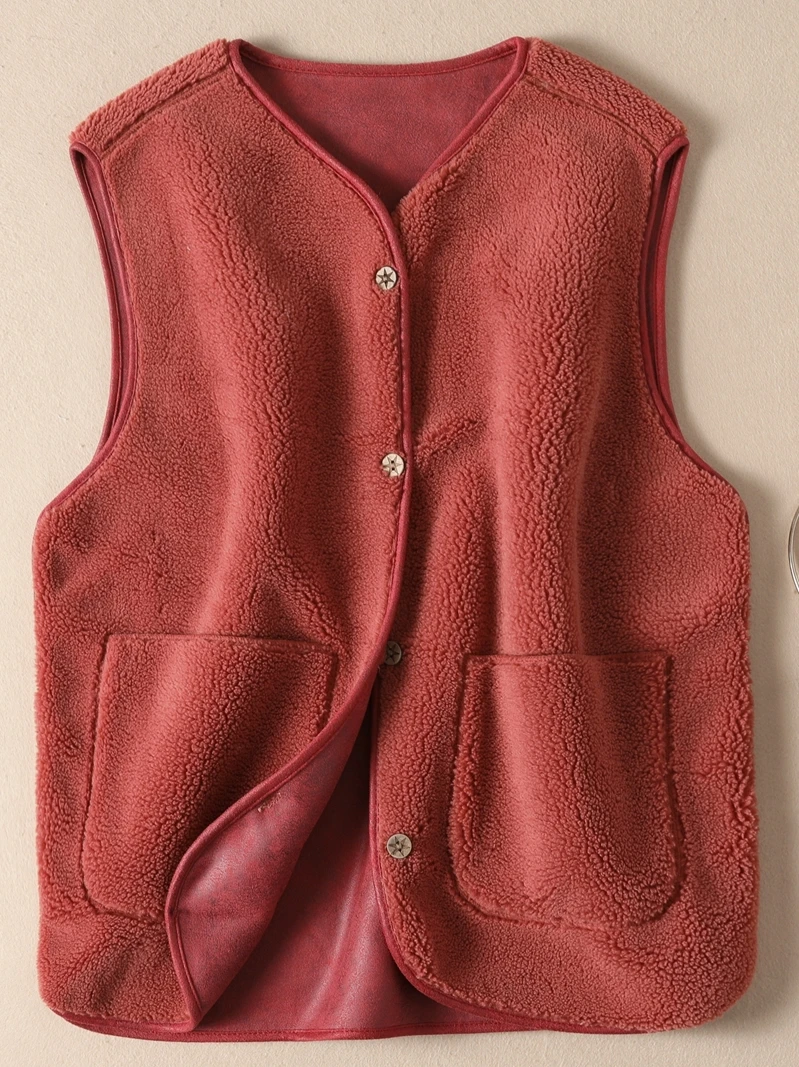 Осенне-зимний жилет из овечьей шерсти женская верхняя одежда новый