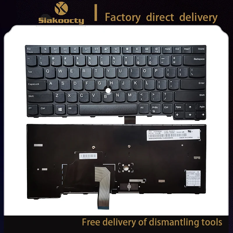 

Siakoocty US Black Keyboard Without Pointer for Thinkpad E470 E470C E475 01AX080 01AX000
