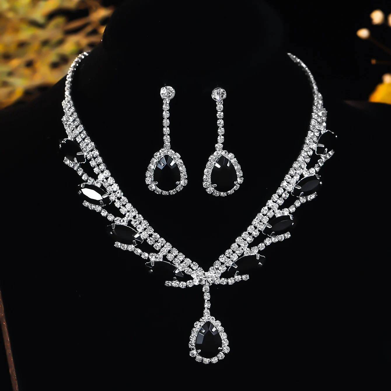 Модное серебряное ожерелье и серьги невесты комплект свадебных украшений с