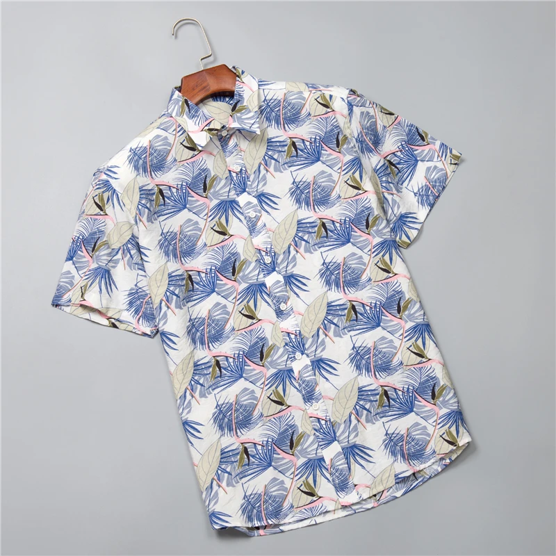 SHAN BAO Summer Brand Fashion Print Lightweight Short Sleeve Shirt Classic Fashion Casual Men's Plus Size Loose Beach Shirt
