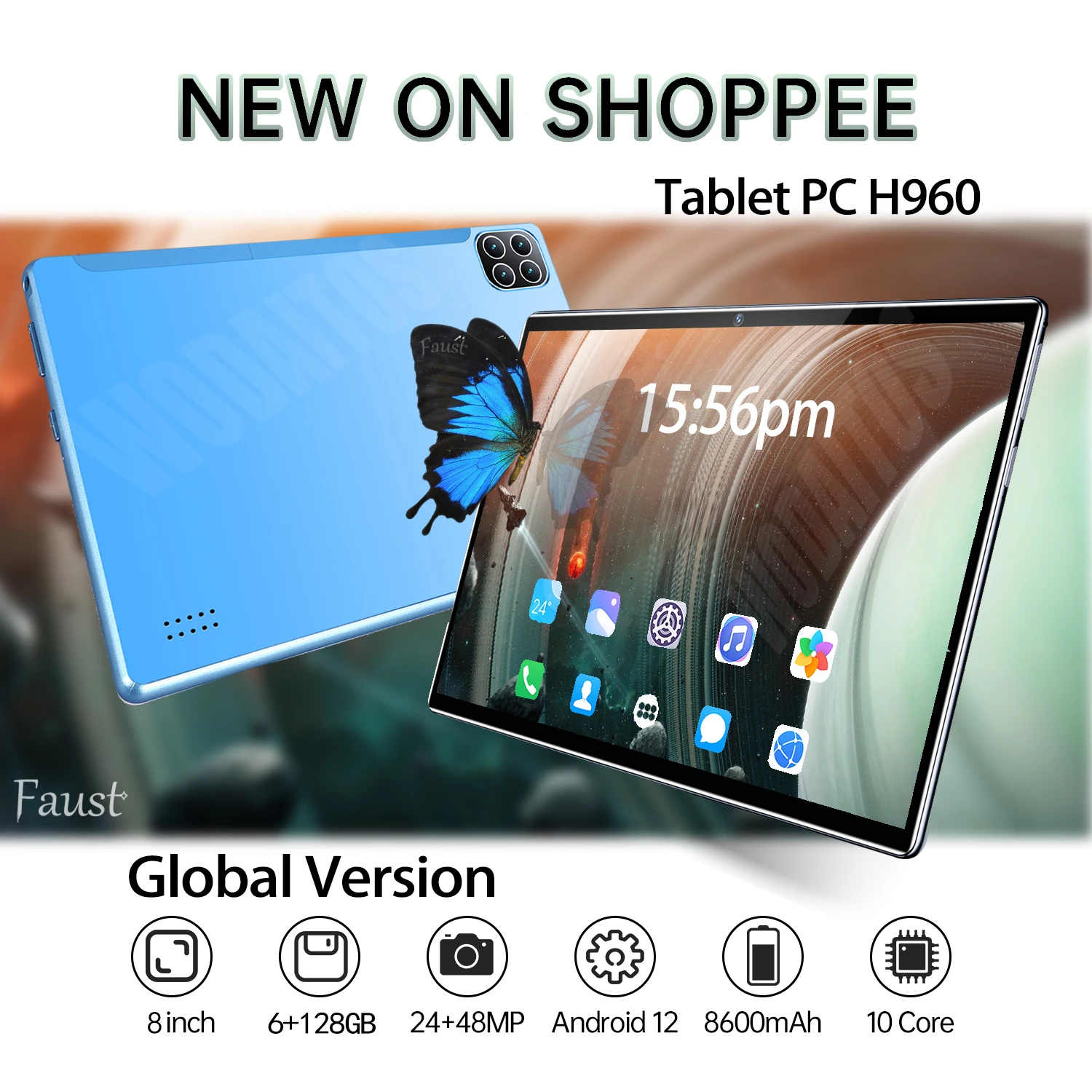 

8Inch Tablet PC H960 Android 12 Deca Core WIFI 8600mAh Google Play 6GB 128GB Laptop GPS 24+48MP Global Version Pad