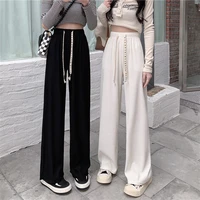 mingliusili wide leg pants female students summer new high waisted loose thin and sagging casual straight leg mopping trousers