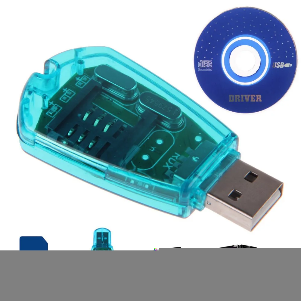 Blue USB SIM Card Reader Copy/Cloner/Writer/Backup Kit SIM Card Reader GSM CDMA SMS Backup + CD Disk