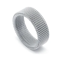 stainless steel mesh ring high quality fashion creative mesh ring for men and women couples ring