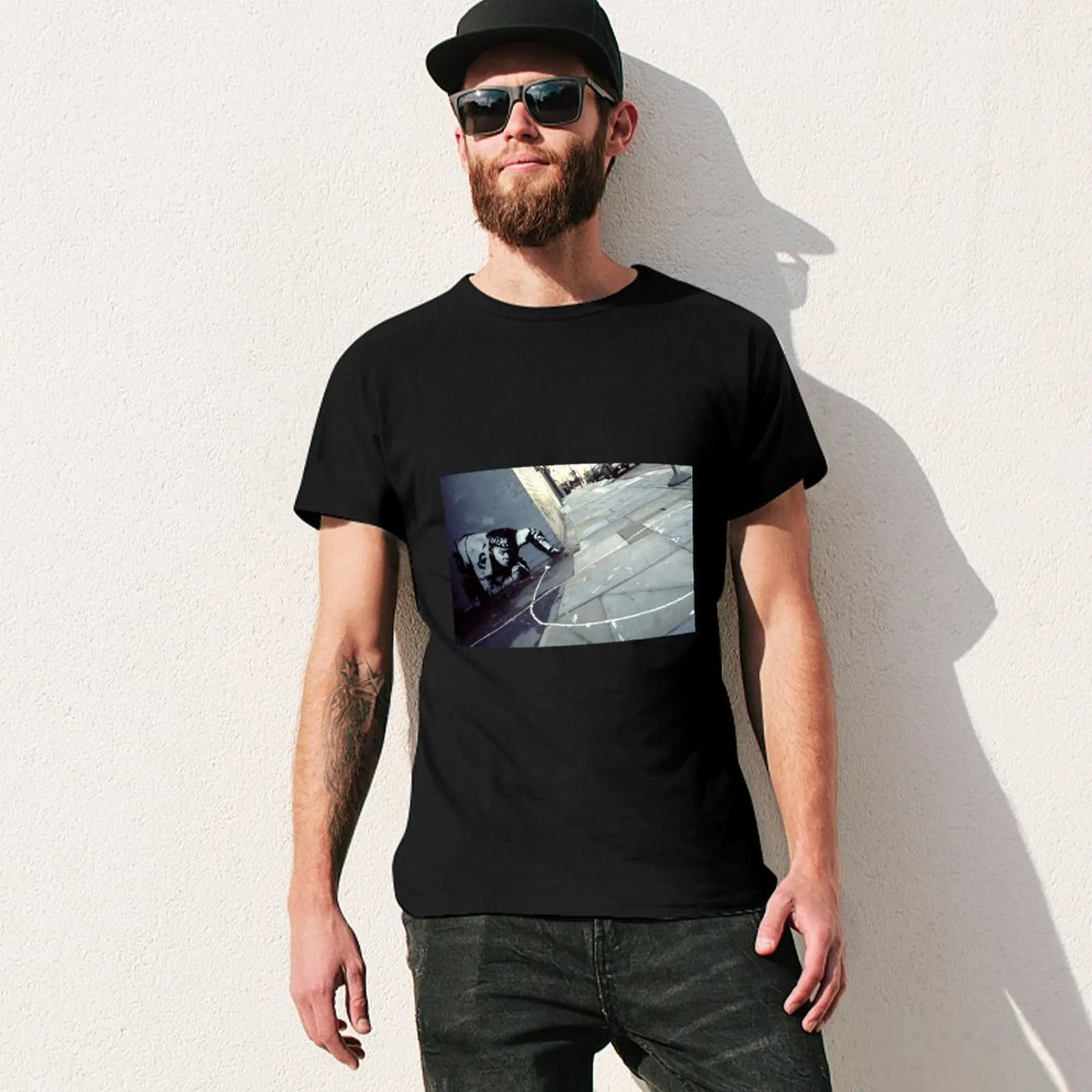 Мдная футболка Banksy Snorting с аниме блузка черные футболки для мужчин хлопок