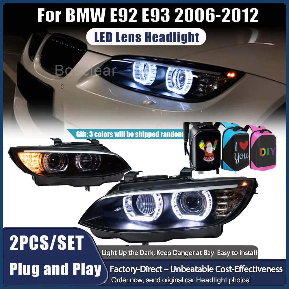 Фото Пара автомобильных фар для BMW E92 E93 320i 325i 330i M3 2010-2013: фара, ДХО, указатель поворота, задний фонарь, линза-проектор Angel Eye №1