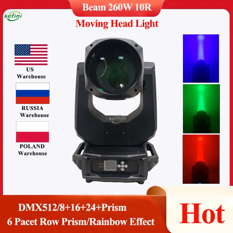 Луч 10r 260 Вт движущаяся голова луч с острой ключевая модель Lybe Beam 16/20CH Радужный