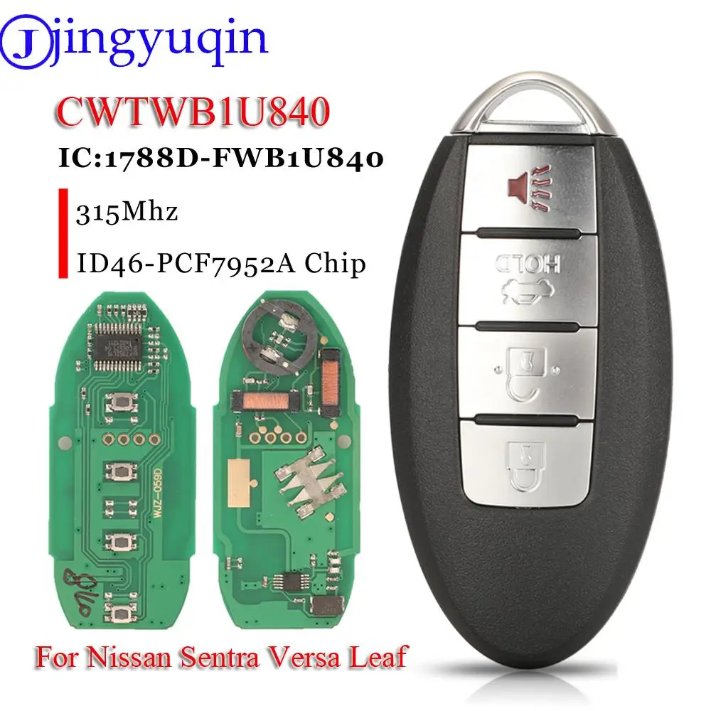 

jingyuqin CWTWB1U840 Smart Car Remote Key Fob 315MHz ID46 For Nissan Sentra Versa Leaf 2013 2014 2015 2016 2017 2018 285E3-3AA0A