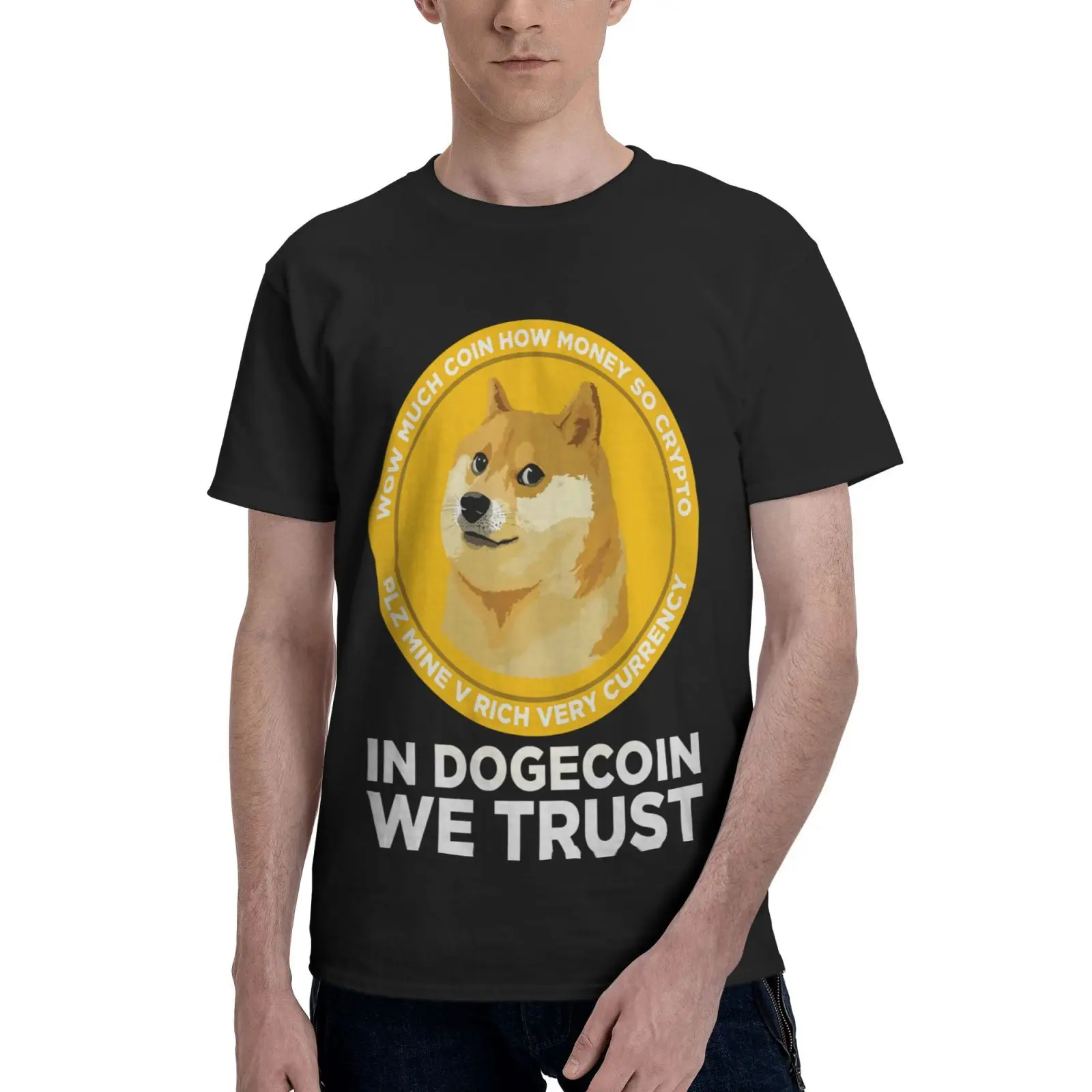 

In Dogecoin We Trust Blockchain T Shirt Men Clothing Short Sleeve T-Shirts Grunge T Shirt Women Men's Shirts Shirt Men's Shirt