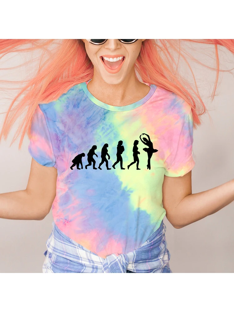 

Women Born To Dance Tie Dye T-shirt Summer Gym Yoga Teacher Casual Vintage Korean Sports T Shirts Top Ballet Dancer Funny Gift