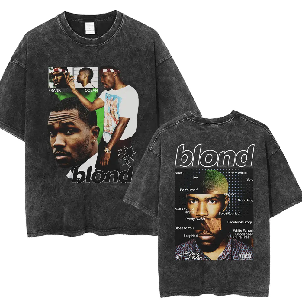 Винтажные промытые футболки рэпера фрэнка популярные R &amp B в стиле альбома