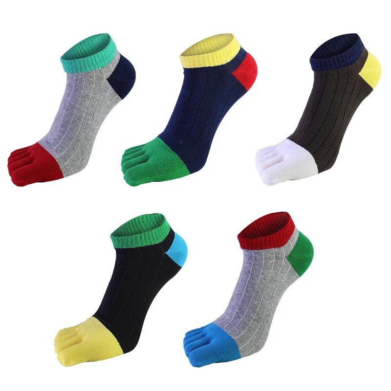 

Cotton Toe Socks Men Breathable Bright Color Five Finger Sock Casual Ankle Socks Low Tube Fashion Men's Five Toe Sock