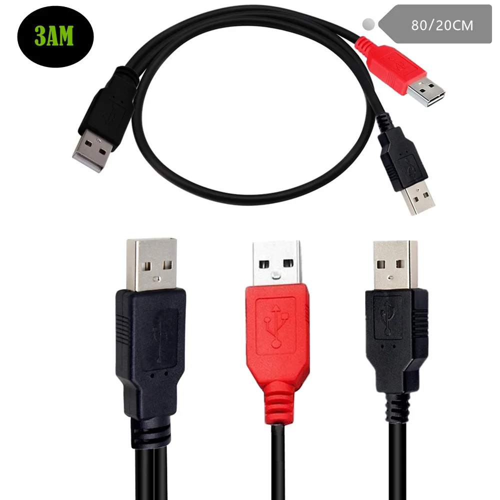 Двойной USB 2 0 штекер к стандарту B Тип A Y-образный кабель 80 см для принтера сканера
