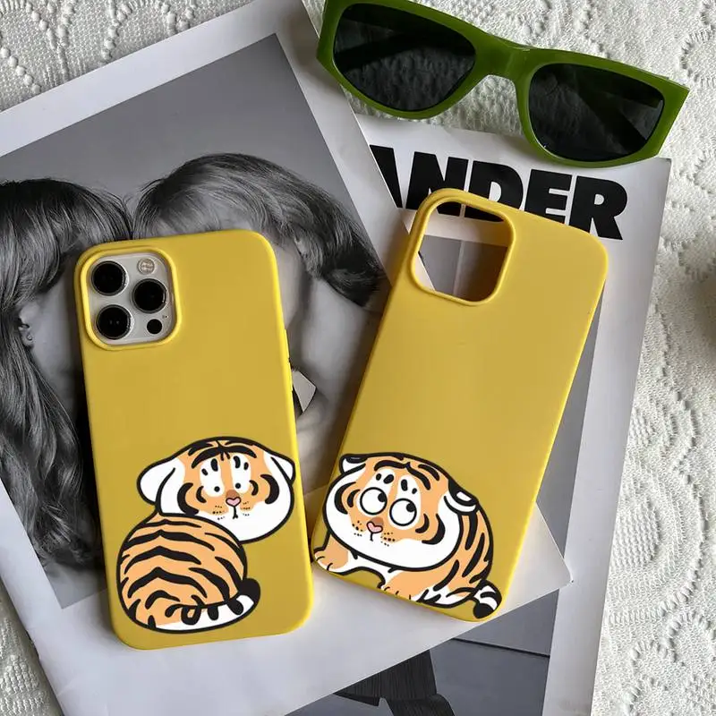 Cute Fat Tiger Phone Case Fundas Shell Cover For Iphone 13 Mini 6 6s 7 8 Plus Xr X Xs 11 12 Pro Max Mobile Phone Accessories