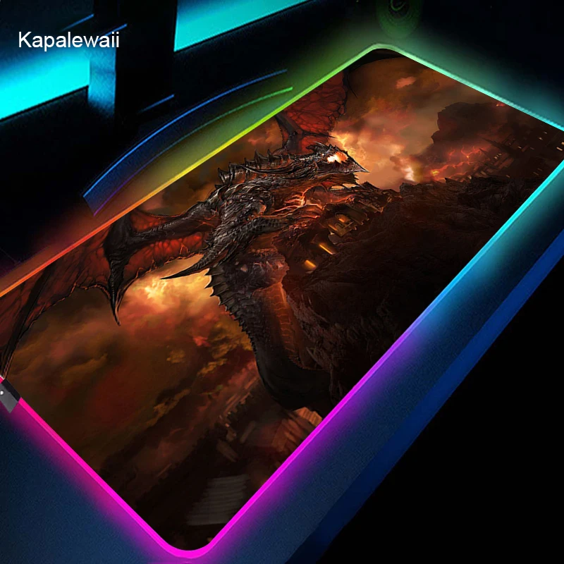 

World of Warcraft RGB Gaming Mousepad LED Backlit Carpet Mause Pad Game Keyboard Mouse Pad Gamer Desk Mat Computer Mice Mat
