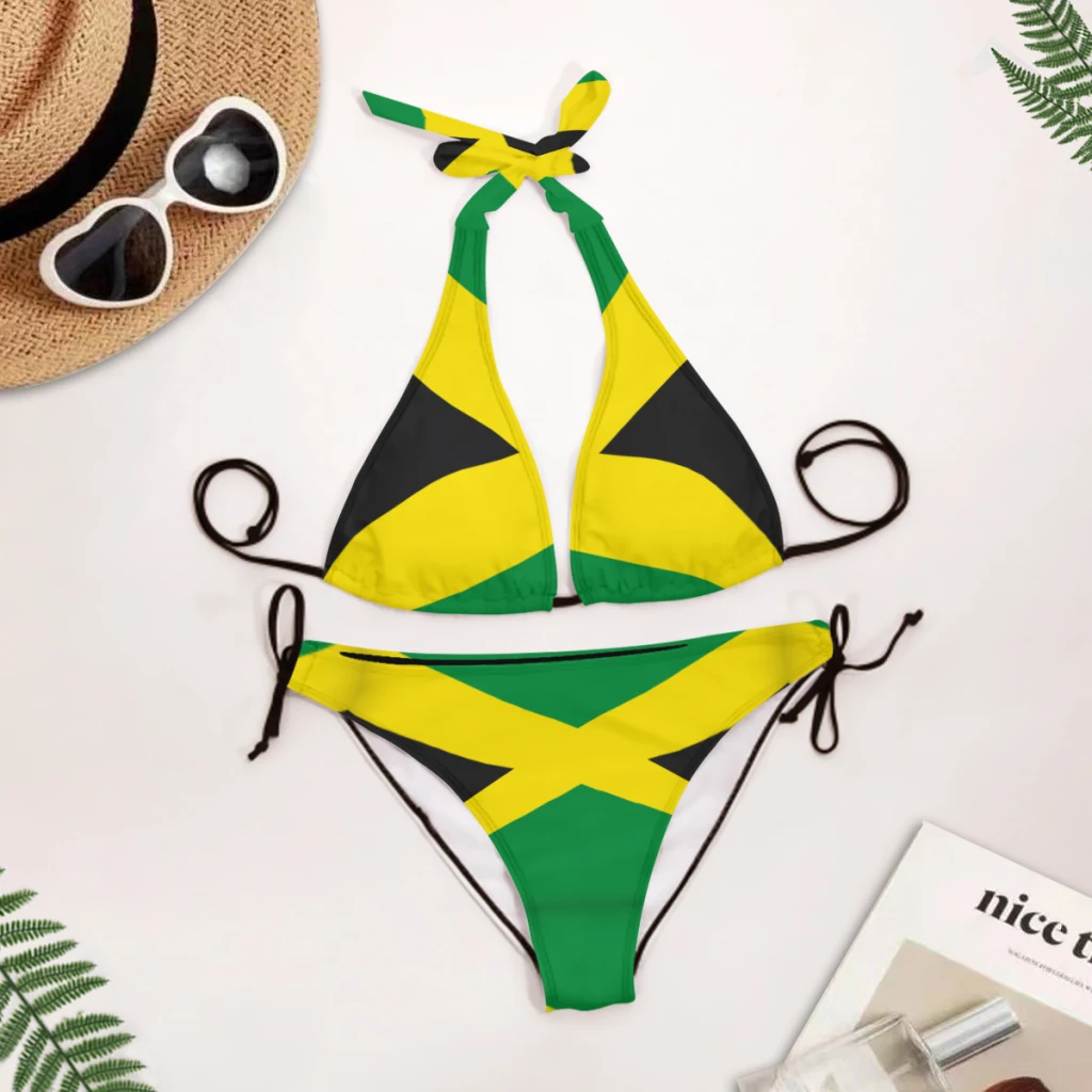 

Sexy Brazilian Thong Bikini Mujer Swimwear Women 2023 Jamaica Flag Summer Beachwear set