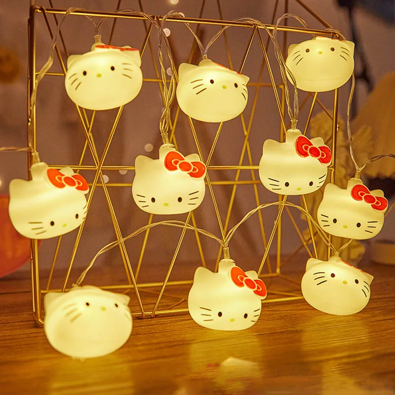 Kawaii Sanrio Hello Kitty огни струна батарея для спальни атмосферное освещение украшение