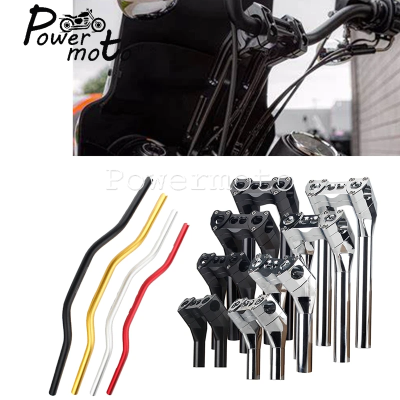

Motorcycle CNC Aluminum Pullback Club Style 6"-12" Handlebar Riser Top Clamp Kit For Harley Dyna Super Glide Wide Glide 25mm