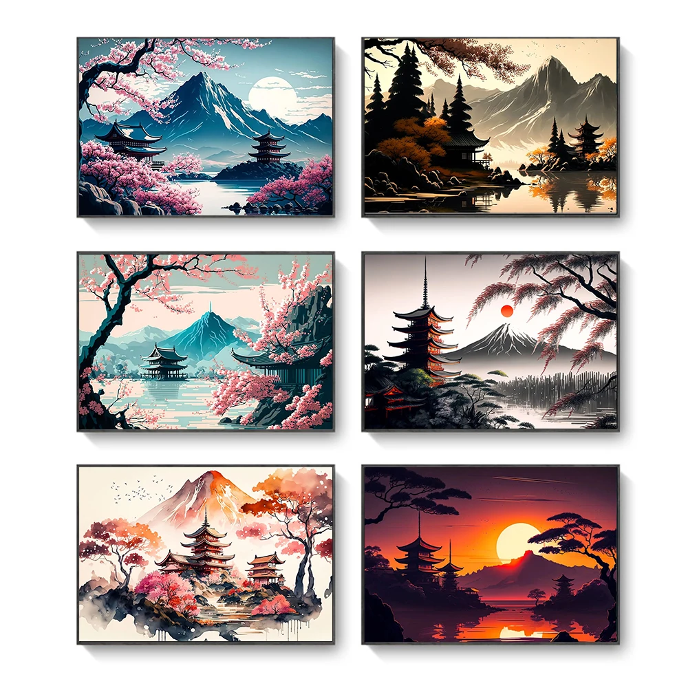 

Japanese Landscape Poster Canvas Painting Print Wall Art Picture Bar Cafe Vintage Home Room Decor Aesthetic Mural Gift Frameless